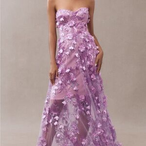 Dress the Population Strapless Purple Floral Dress